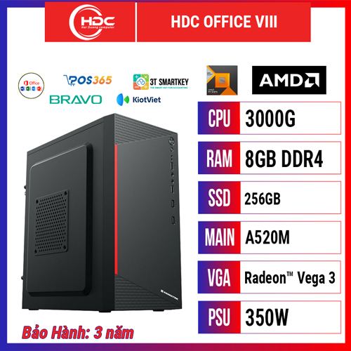 PC HDC OFFICE V CPU Athlon 3000G – RAM 8GB DDR4 – SSD 256GB – MAIN A520 - AMD Vega 3